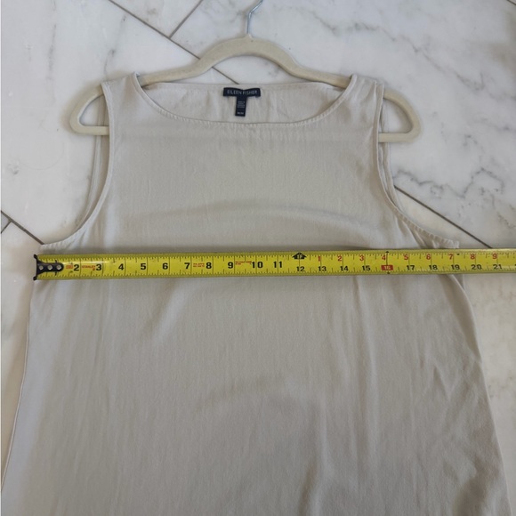 Eileen Fisher Women’s Medium Off-White Cream 100% Silk Sleeveless Hi Lo Blouse - Picture 6 of 6